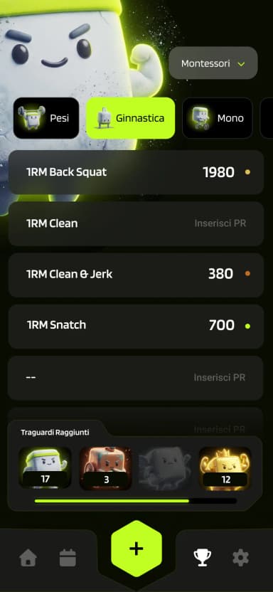 PR and progress screen